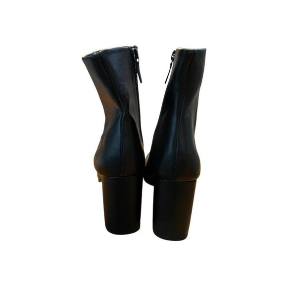 Womens Size 9 Black Platform Calf Boots Side Zip Qupid - Picture 6 of 9